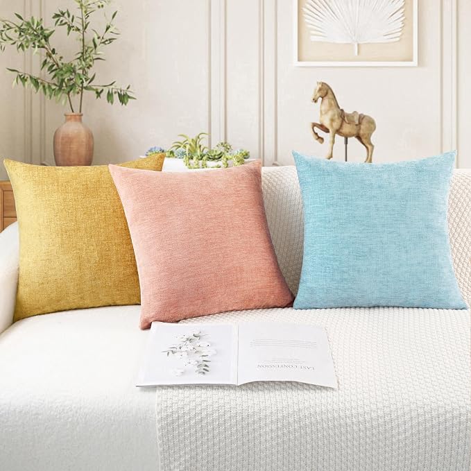 CaliTime Throw Pillow Covers Decorative 16 X 16 Inches Pack of 2 Cozy Chenille - Image 5