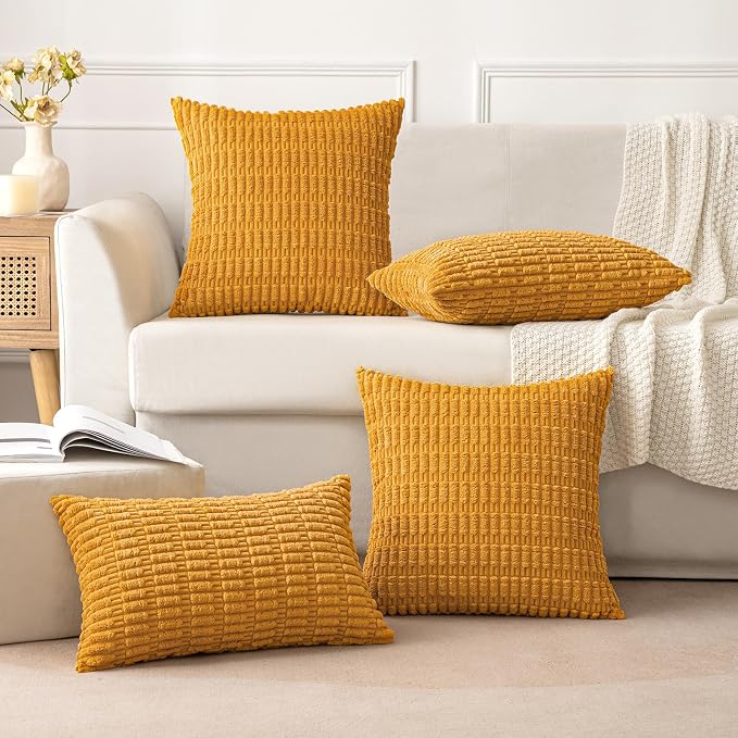 MIULEE Pack of 2 Corduroy Decorative Throw Pillow Covers 16x16 Inch Soft Boho - Image 3