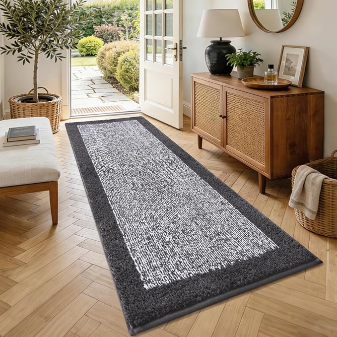 70x24 Long Bathroom Rugs Washable Non Slip, Dark Grey Bath Mat - Image 4
