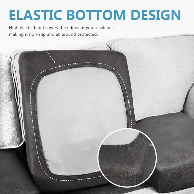 Leather Look Couch Cushion Covers Sofa Seat Slipcovers Sets Couches Furniture - Image 7