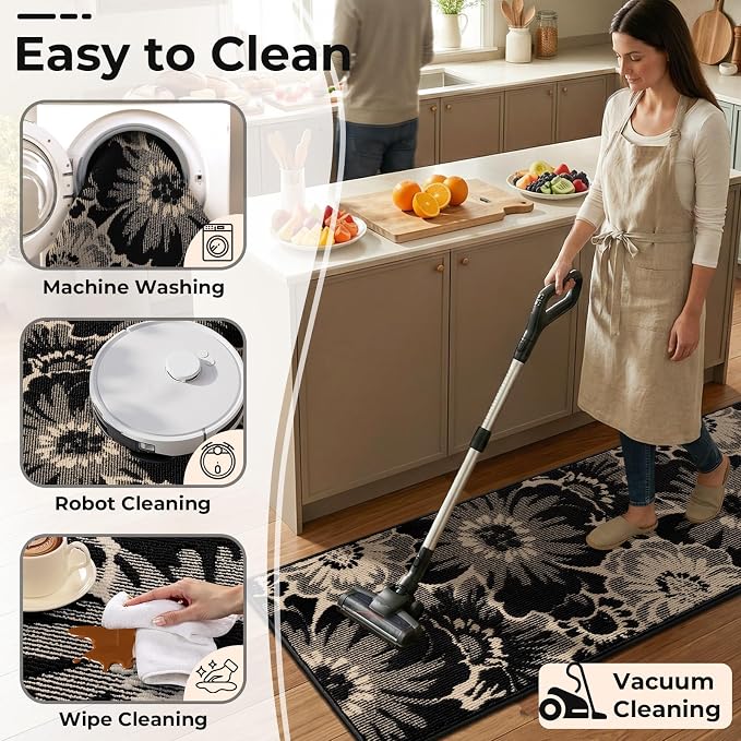 Findosom Hallway Runner Rug 2x7, Non Slip High-Low Textured Floral Washable - Image 5