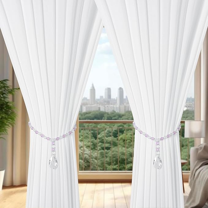 SUQ I OME 2 Pack of Luxury Crystal Beaded Magnetic Curtain Tieback and Holdback - Image 6
