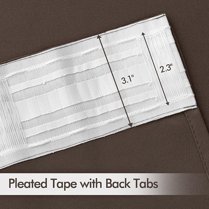 MIULEE Chocolate Brown Back Tab Blackout Curtains 90 Inches Long 2 Panels Set - Image 4