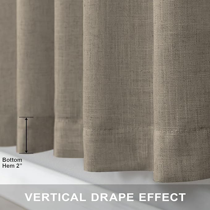 Pitalk Taupe Linen Curtains 72 Inch Length - Image 5