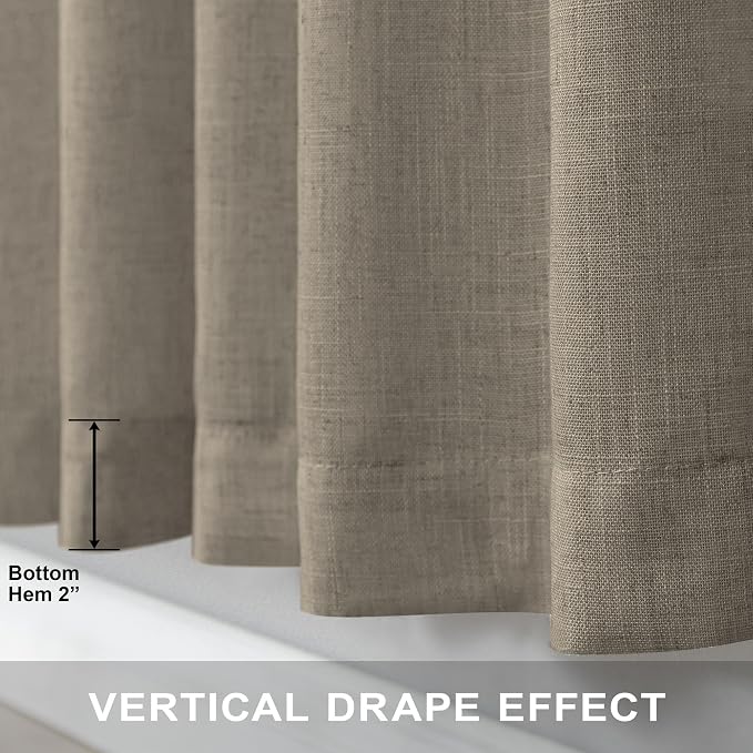 Pitalk Taupe Linen Curtains 54 Inch Length - Image 5