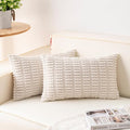 Pack of 2 Corduroy Decorative Throw Pillow Covers 12x24 Inch Soft Striped by Unknown