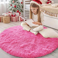 OLANLY Hot Pink Round Rugs for Bedroom by OLANLY