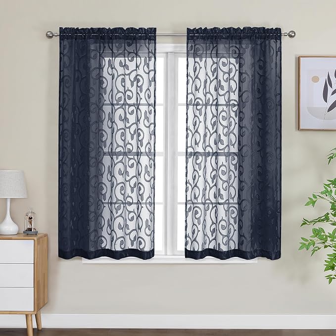 OWENIE Furman Sheer Curtains 54 Inch Length 2 Panels Set by OWENIE