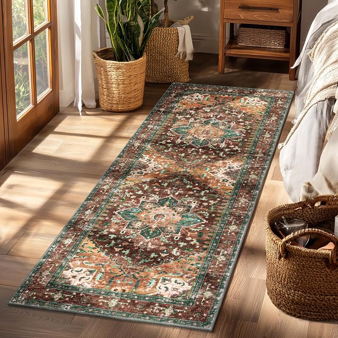 Yamaziot Washable Runner Rug, 2x6 Non-Slip Boho Vintage Hallway Rug Runner by Yamaziot
