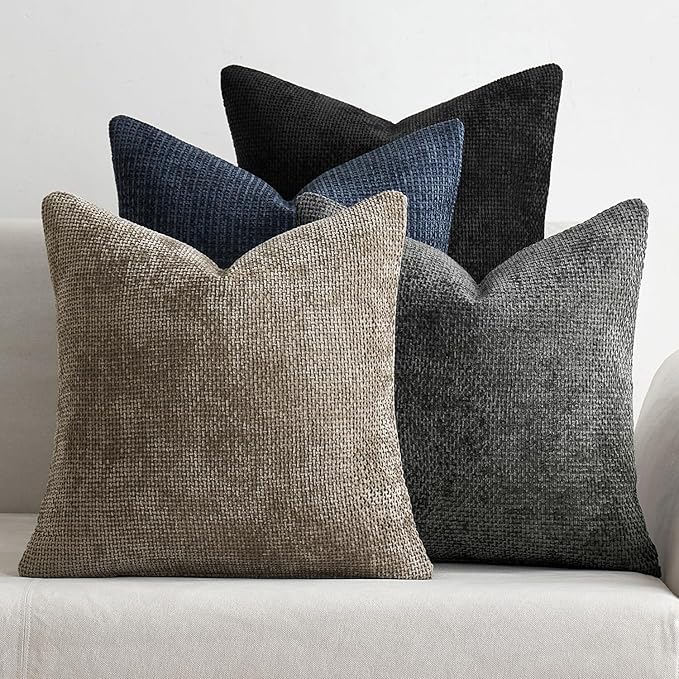MIULEE Pack of 4 Couch Throw Pillow Covers 18x18 Inch Neutral Navy/Grey Soft by MIULEE