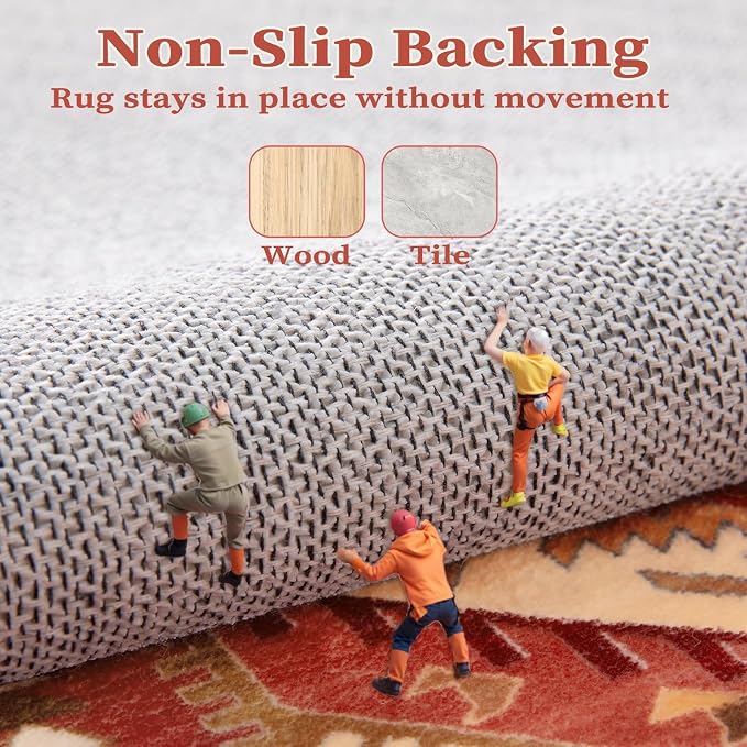 SERISSA 9x12 Washable Non Slip Boho Area Rug - Image 5