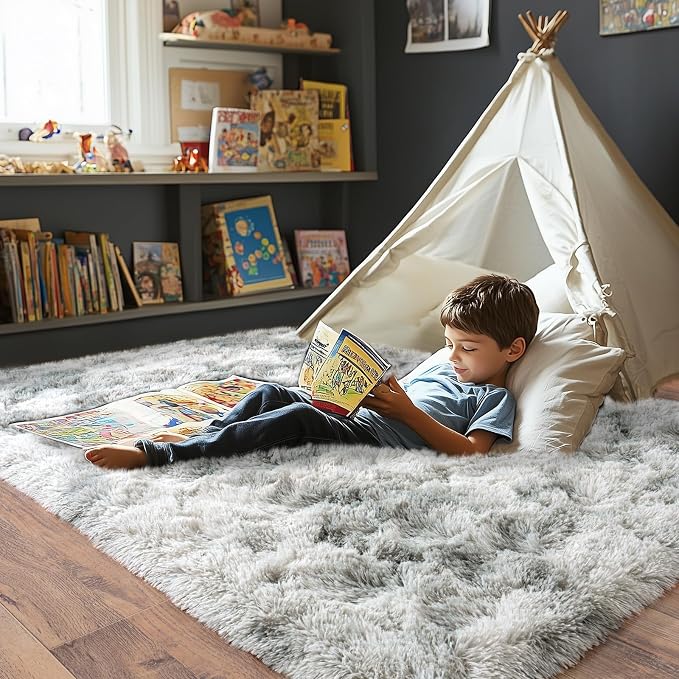 Pionblank Fluffy Area Rug for Bedroom 4x6 Feet, Indoor Plush Carpet, Shag Soft - Image 3