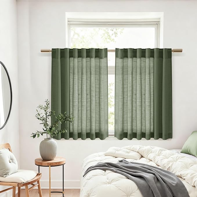 Nanspring Short Linen Cafe Curtains 36 Inch Length - Image 6