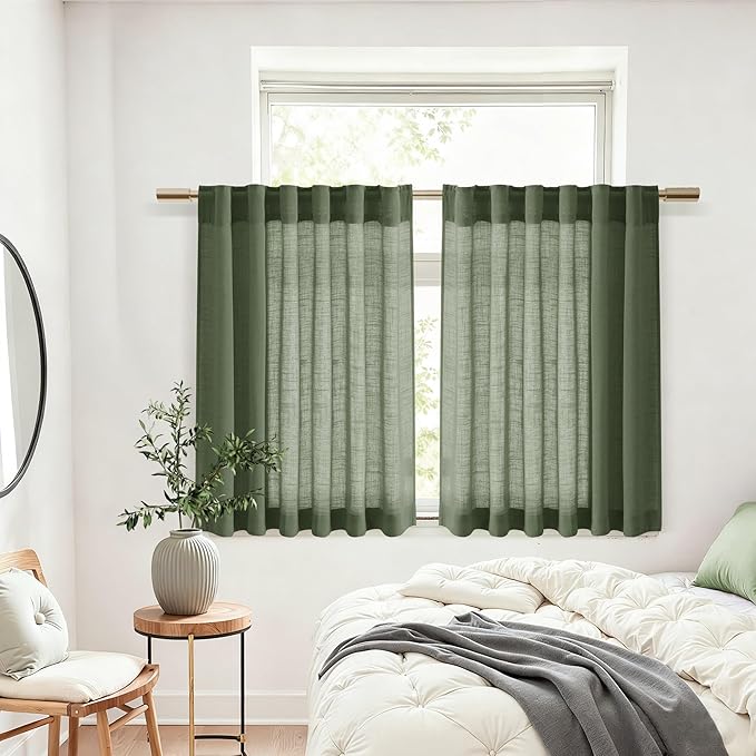 Nanspring Short Linen Curtains 36 Inch Length - Image 7
