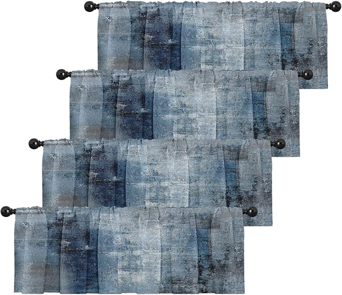 Emvency 4 Pack Valances Window Treatments, 52x18 Inch Rod Pocket Valances by Emvency