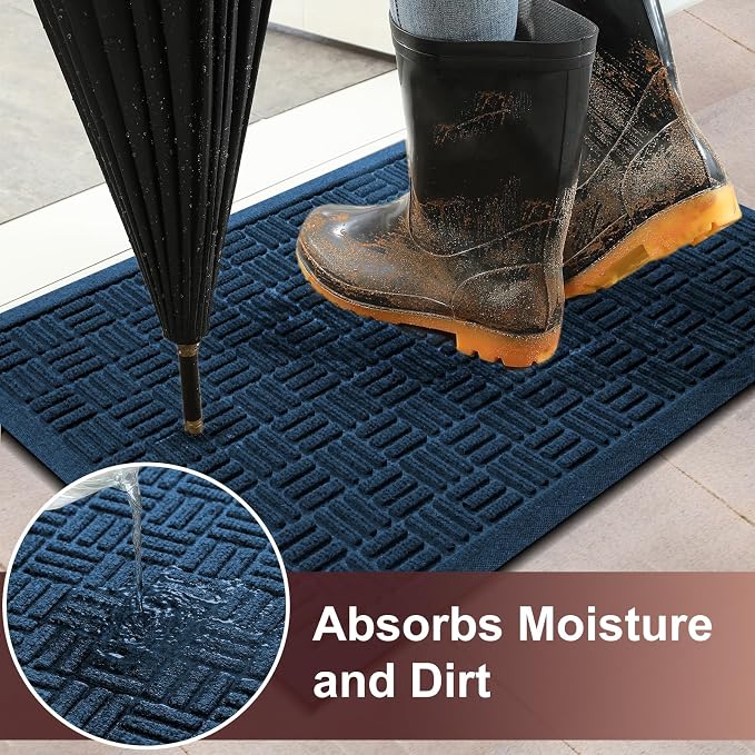 Mibao Front Door Mat Indoor Outdoor Entrance, Dirt Trapping Waterproof - Image 3