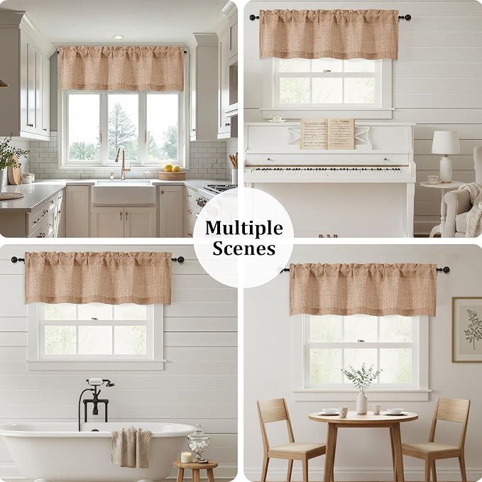 OWENIE Terracotta Valances for Windows 1 Pcs, Light Filtering Textured - Image 7