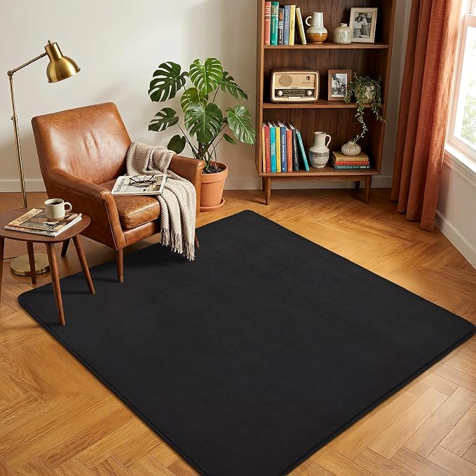 Amearea 6x6 Square Area Rugs for Bedroom Living Room, Modern Black Thickened - Image 2