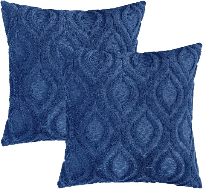 decorUhome Throw Pillow Covers 24x24 Inch Set of 2, Soft Plush Faux Wool Dark - Image 8
