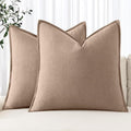 MIULEE Decorative Linen Pillow Covers 20x20 Inch Camel | Boho Farmhouse​ by MIULEE