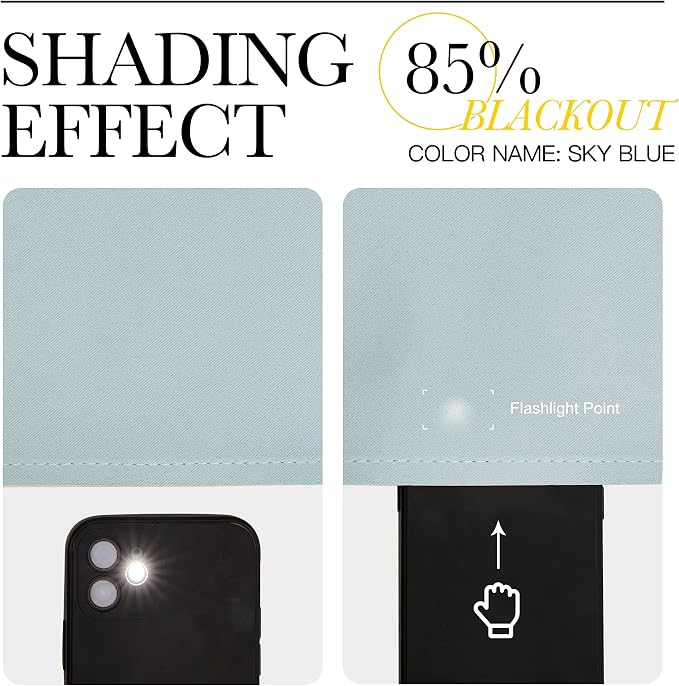 NICETOWN Modern Blackout Curtains Noise Reducing, Sky Blue, 2 Panels, W42 x L54 - Image 4