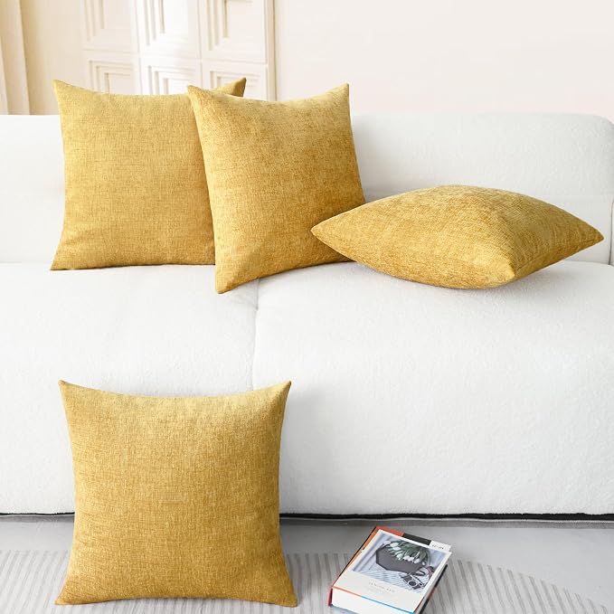 CaliTime Throw Pillow Covers Decorative 18 X 18 Inches Pack of 4 Cozy Chenille - Image 6