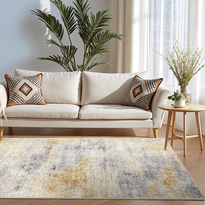 3x5 Washable Entryway Area Rug: Modern Abstract Small Runner Rug Indoor Soft - Image 2