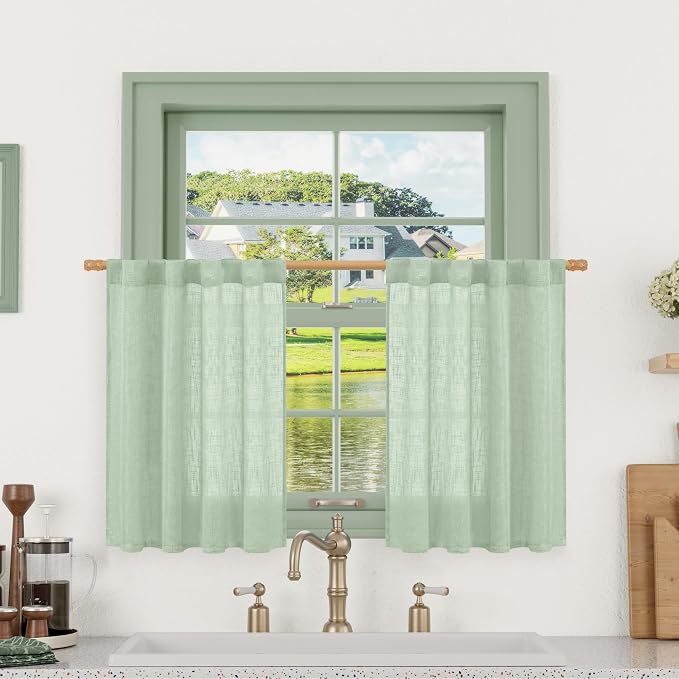 LAMIT Linen Curtains 30 Inch Length by LAMIT