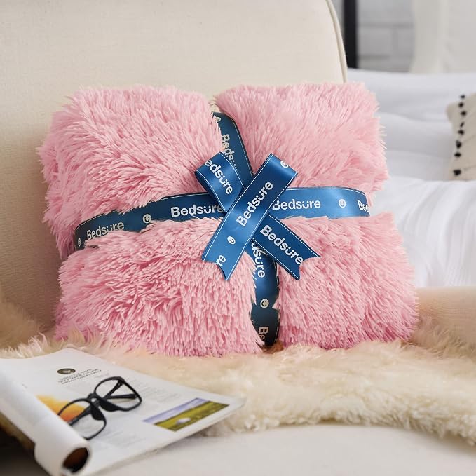 Bedsure GentleSoft Fluffy Pink King Size Blanket - Image 6