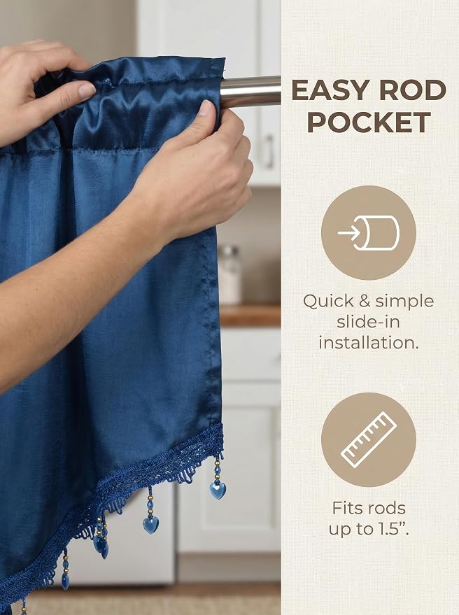 Molaxhome Swag Curtain 51 inch Length Rod Pocket Scalloped Curtain Valance - Image 4
