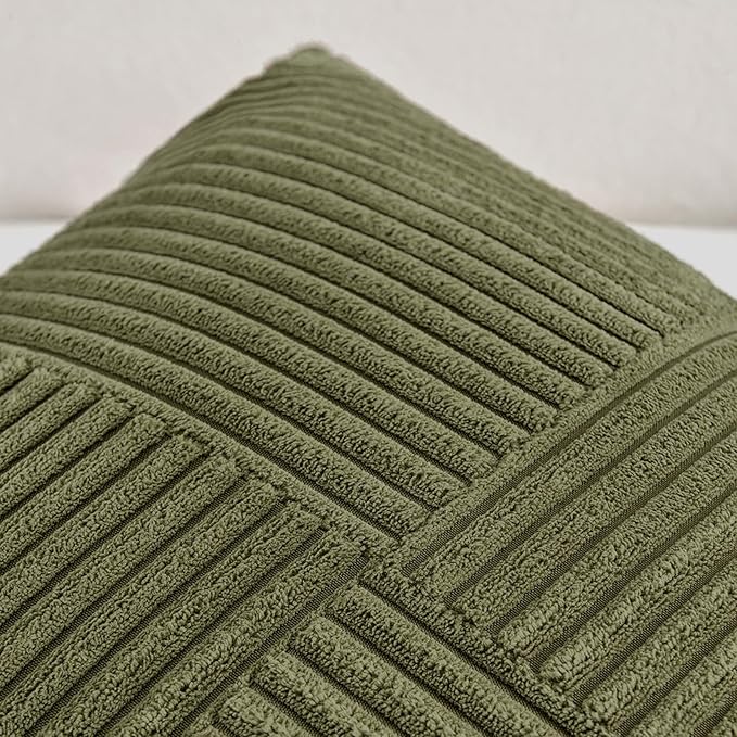 Fancy Homi 2 Packs Olive Green Decorative Throw Pillow Covers 16x16 Inch - Image 4