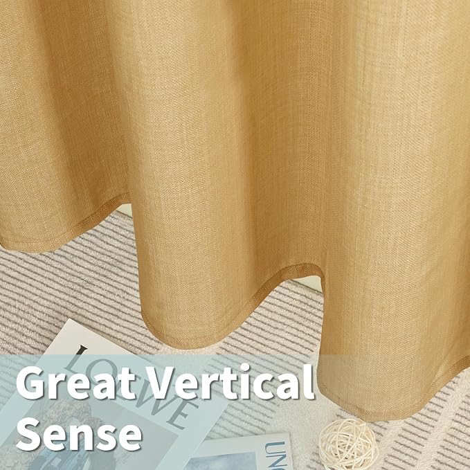 LAMIT Faux Linen Curtains for Bedroom, Grommet Thick Linen Drapes Light - Image 5