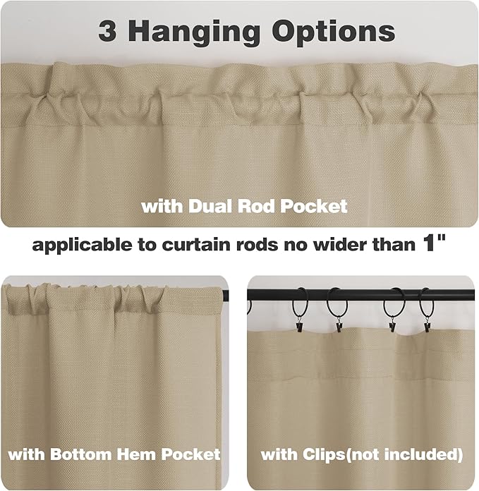Chyhomenyc Camel Valance for Windows, Light Filtering Faux Linen Textured Small - Image 4