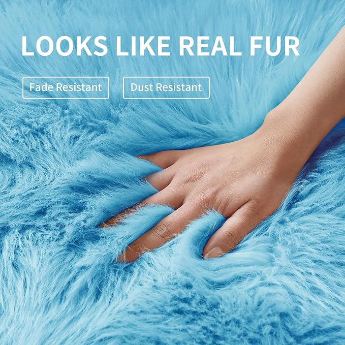 Faux Fur Rug for Bedroom, Fluffy Runner Rugs Soft Sheepskin Rug Sofa Couch Seat - Image 4
