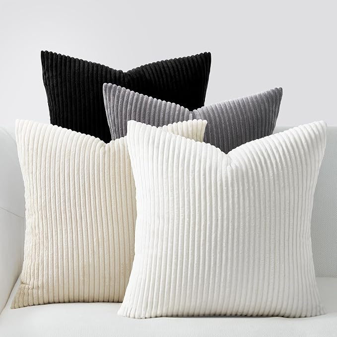 Topfinel 20x20 inch 4 Pack Black and White Decorative Throw Pillow Covers by Topfinel