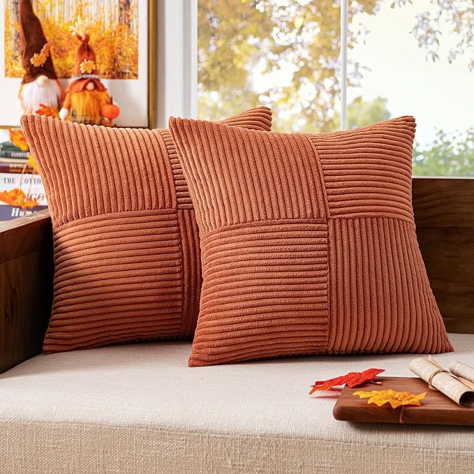 MIULEE Rust Decorative Throw Pillow Covers 16x16 Inch by MIULEE