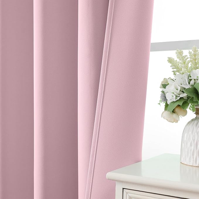 CUCRAF Light Pink Blackout Curtains Customize, Rod Pocket Room Darkening Curtain - Image 6