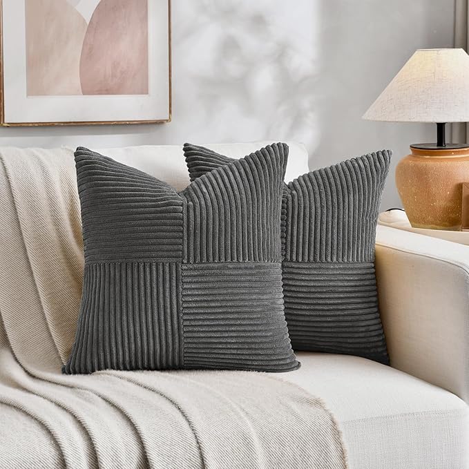 Fancy Homi 2 Packs Dark Gray Samll Decorative Throw Pillow Covers 14x14 Inch - Image 5