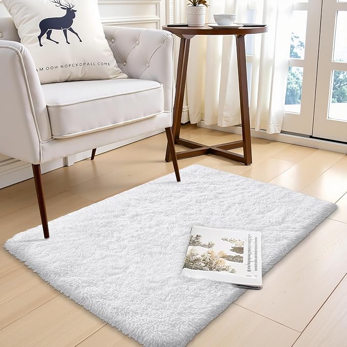 OLANLY 2x3 Machine Washable Small Bedside Rug, Soft Fluffy Shaggy Entryway - Image 7