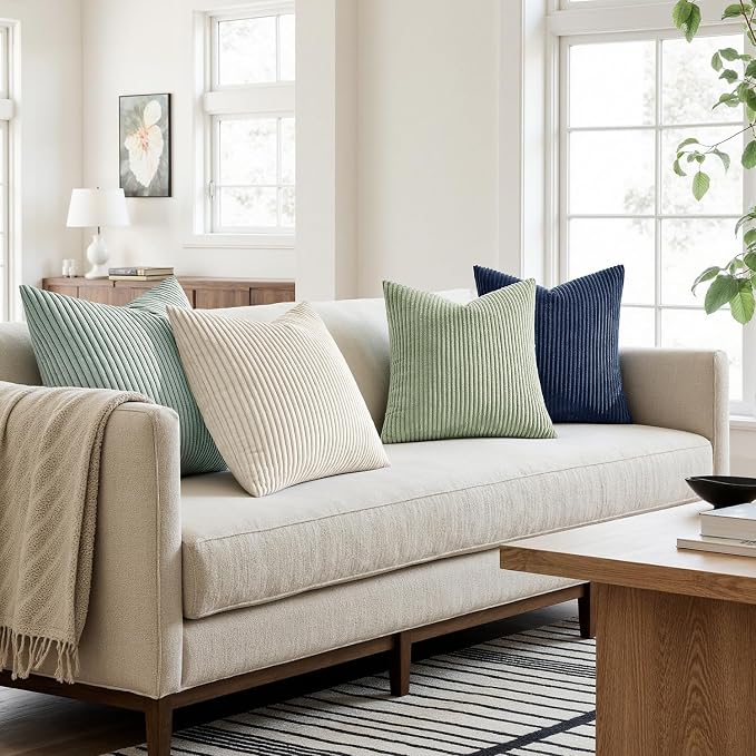MIULEE Boho Farmhouse Muted Teal Throw Pillow Covers 18x18 Inch Set of 4 - Image 2