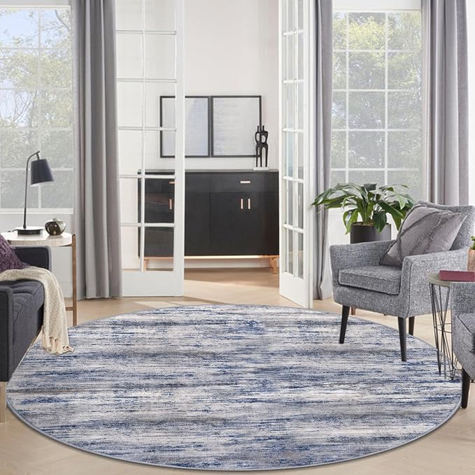 KOZYFLY Round Area Rugs 6Ft Modern Abstract Ombre Circle Rug - Image 3