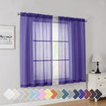 Simplebrand Purple Short Sheer Curtains 45 Inch Length by Simplebrand