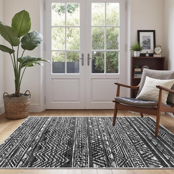 3x5 Washable Entryway Area Rug: Modern Moroccan Small Runner Rug Indoor Soft - Image 9