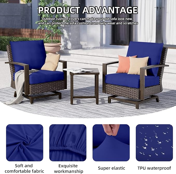 12Pcs Outdoor Cushion Covers, Patio Cushion Covers, Stretch Elastic Slipcovers - Image 3