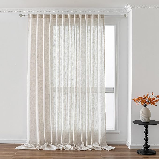 MYSKY HOME Linen Curtains 95 Inches Long by MYSKYHOME