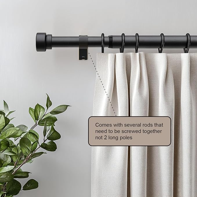 Lootkell Modern Matte Black Curtain Rods - Image 4