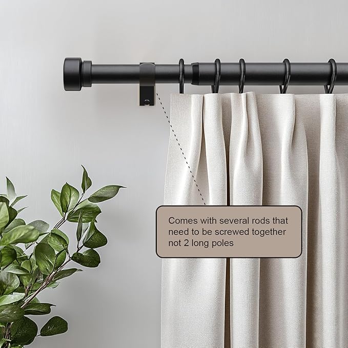 Lootkell Modern Matte Black Curtain Rods - Image 4