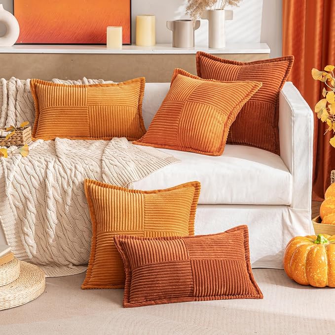 MIULEE Orange Decorative Lumbar Throw Pillow Covers - Image 8