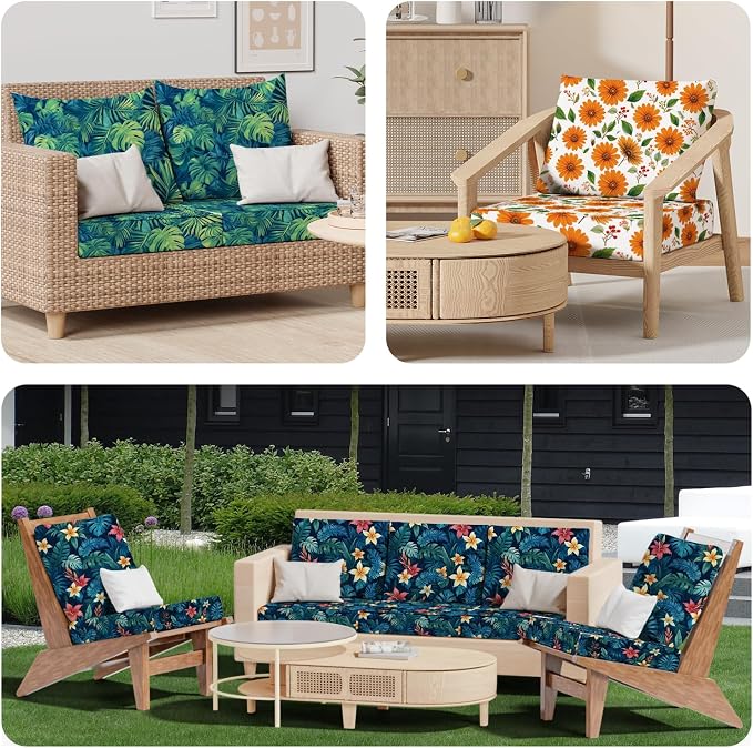 8Pcs Outdoor Cushion Covers, Stretch Patio Furniture Couch Chair Slipcovers | - Image 8