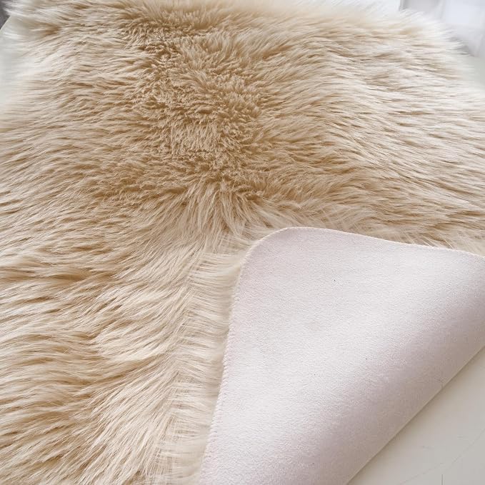 EasyJoy Ultra Soft Fluffy Shaggy Area Rug Faux Fur Rug Chair Cover Seat Pad - Image 6